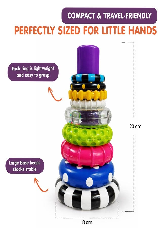 Kidology Ring Stacker Baby Toy for 6+ Month | 9-Piece Sensory Stacking Rings with Rattle | Montessori Learning Toy for Early Brain Development | Motor Skill & STEM Educational Toy for Kids & Infants - Image 2